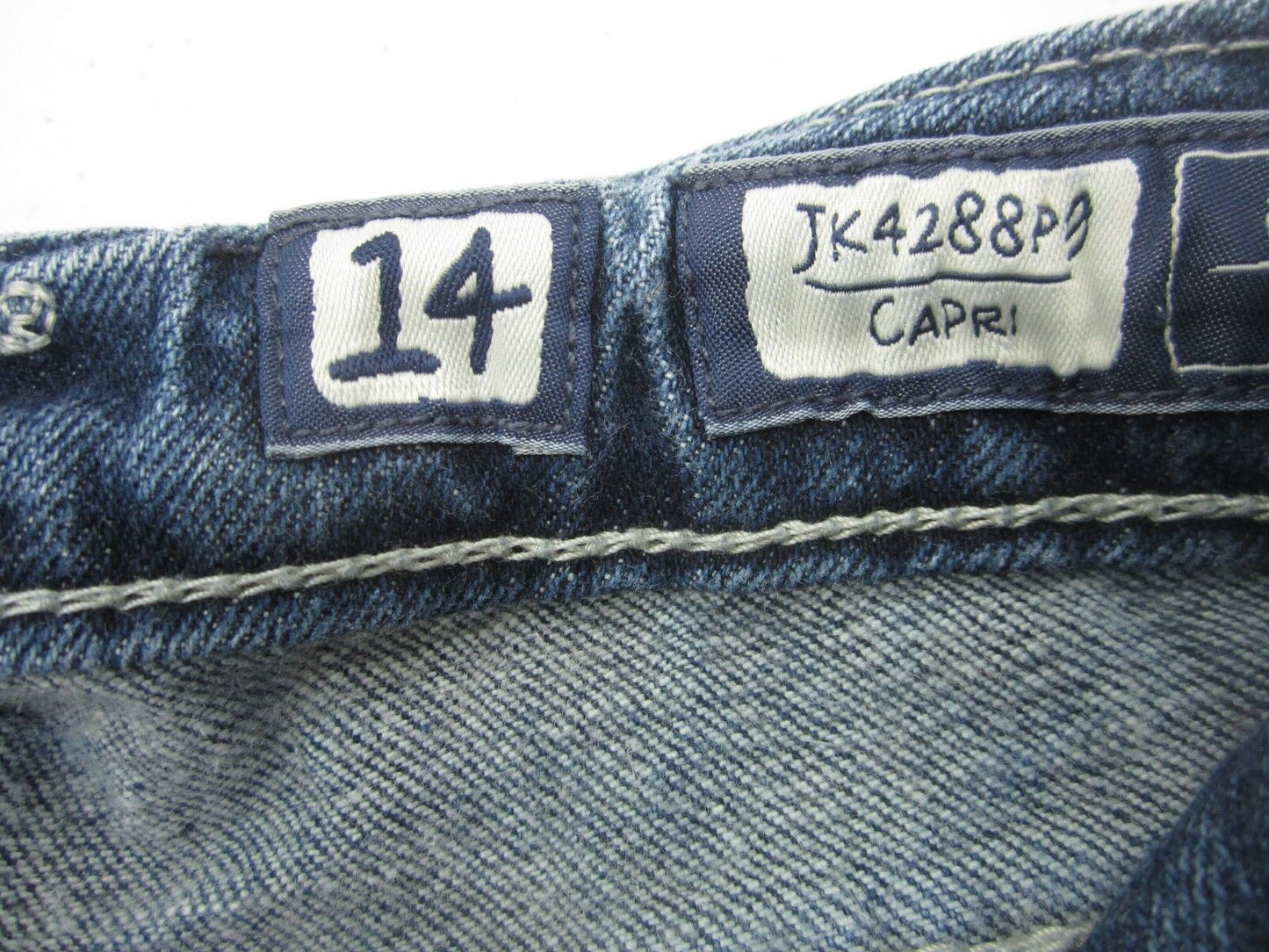 VERY NICE MISS ME Girls Button-Flap  Capri Jeans Crop Studs/Crystals Sz 14 x 15"