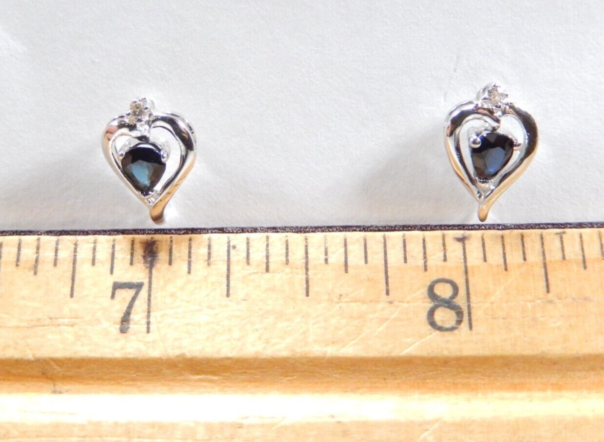 14K White Gold Sapphire & Diamond Stud Earrings