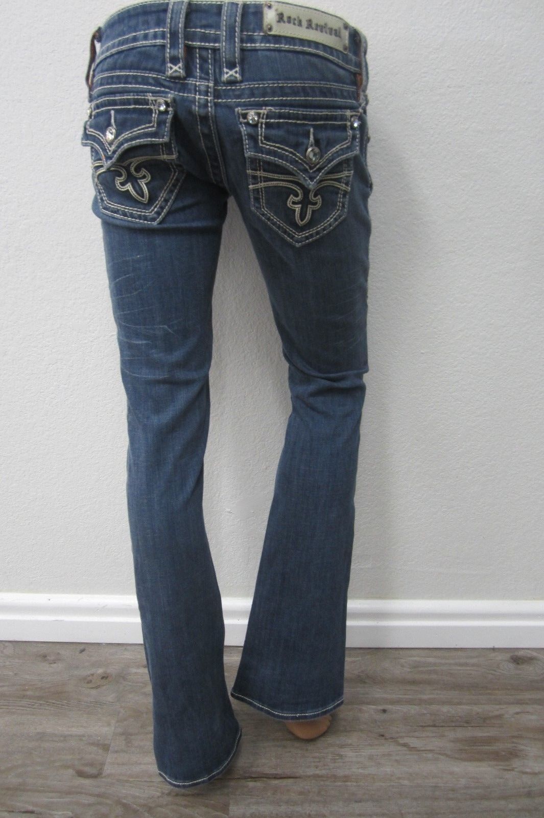 *NICE* Rock Revival Celine Boot Cut Denim Jeans Embroidered Pockets Sz W26 x L32