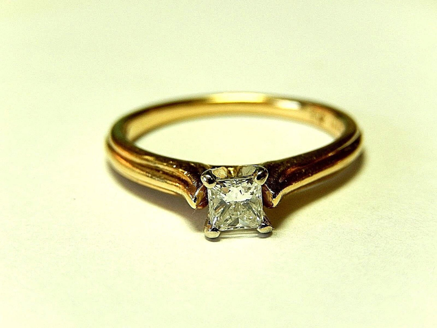 14 K Yellow Gold 1/4 CT VVS Princess Cut White Diamond Solitaire Engagement Ring