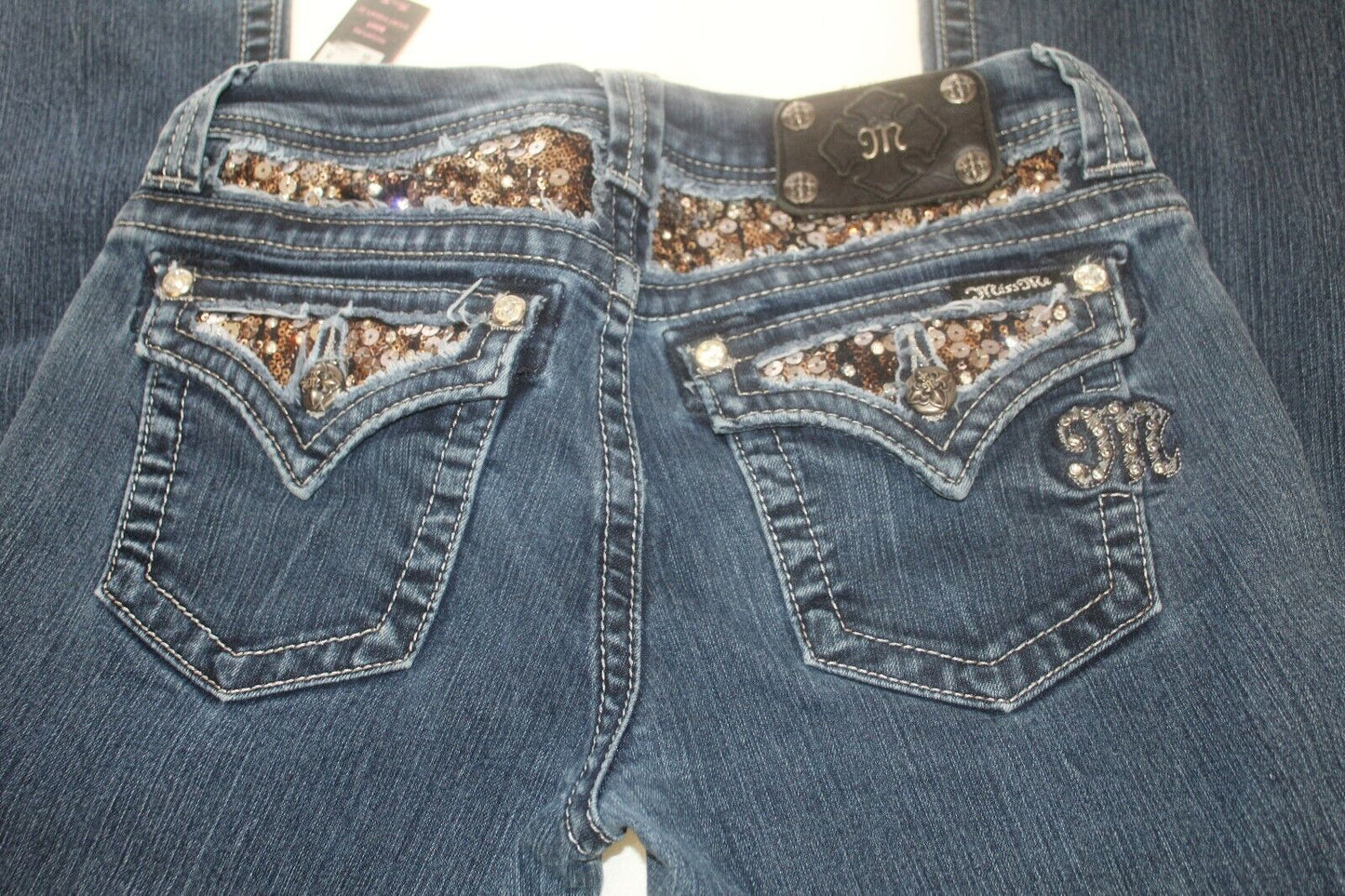 *NWT* Miss Me  Easy Boot Rhinestones & Sequins Bling Jeans Sz 27 x 33