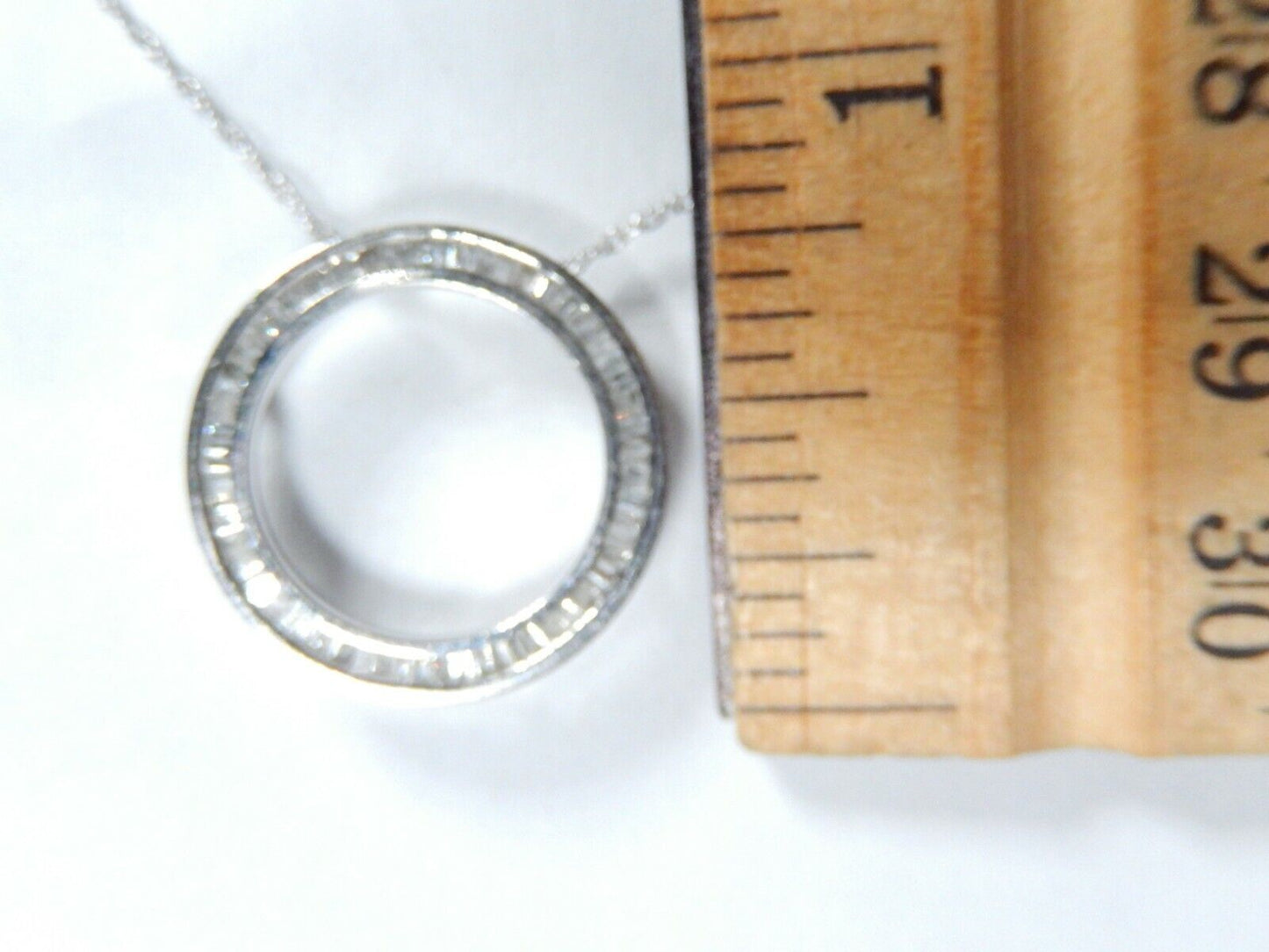 *NWT*  10K White Gold .50CT Baguette Diamond  CIRCLE OF LIFE  Pendant w/17"Chain