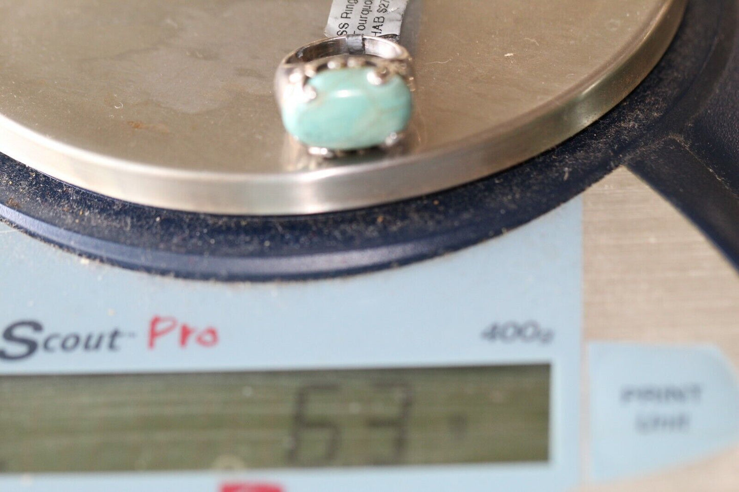 *VINTAGE*  Sterling Silver  Raised Turquoise Southwest Style Ring Size 6