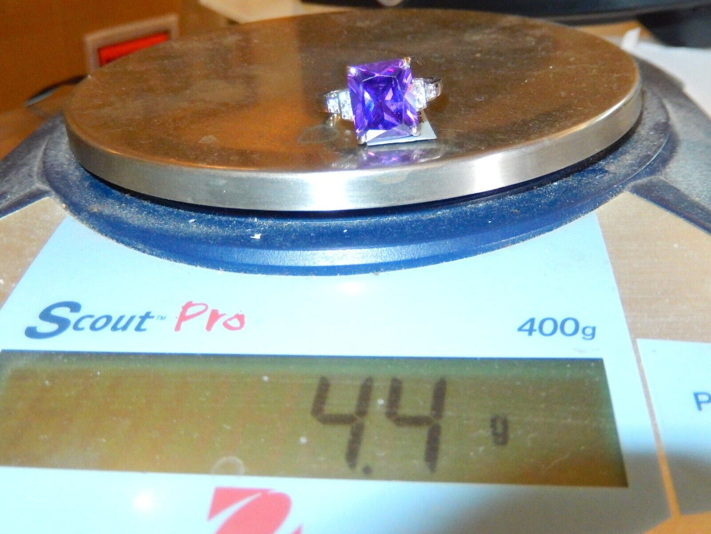 *VINTAGE* Beautiful Sterling Silver 5.00 CT Amethyst & Cubic Zirconia Ring Siz 9