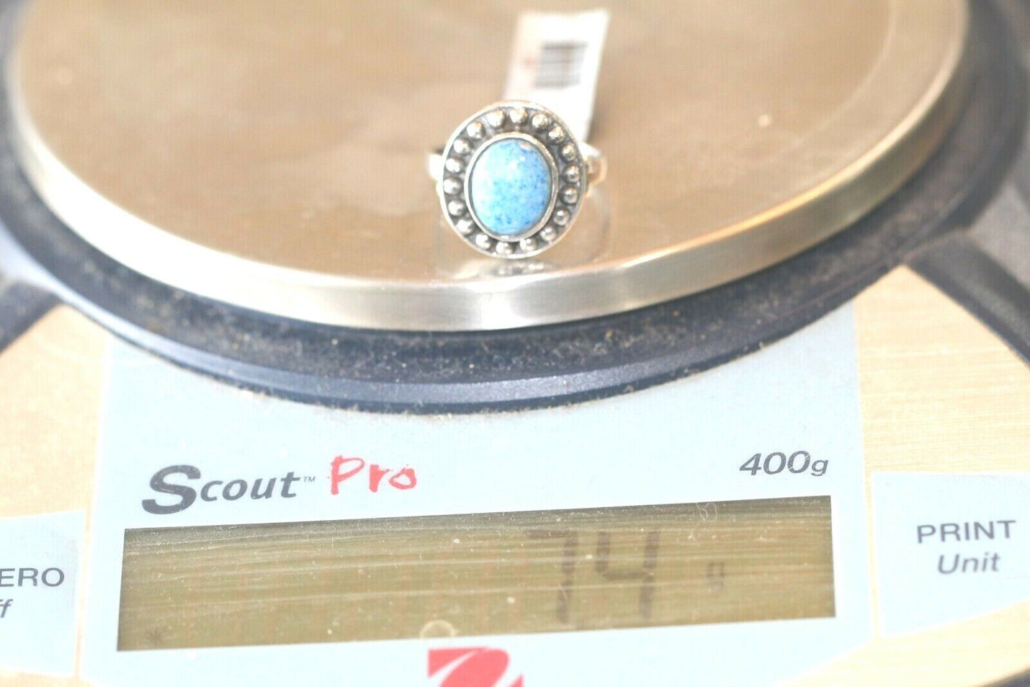 *VINTAGE*  Native American DENIM LAPIS Sterling Silver Ring Size 8.75