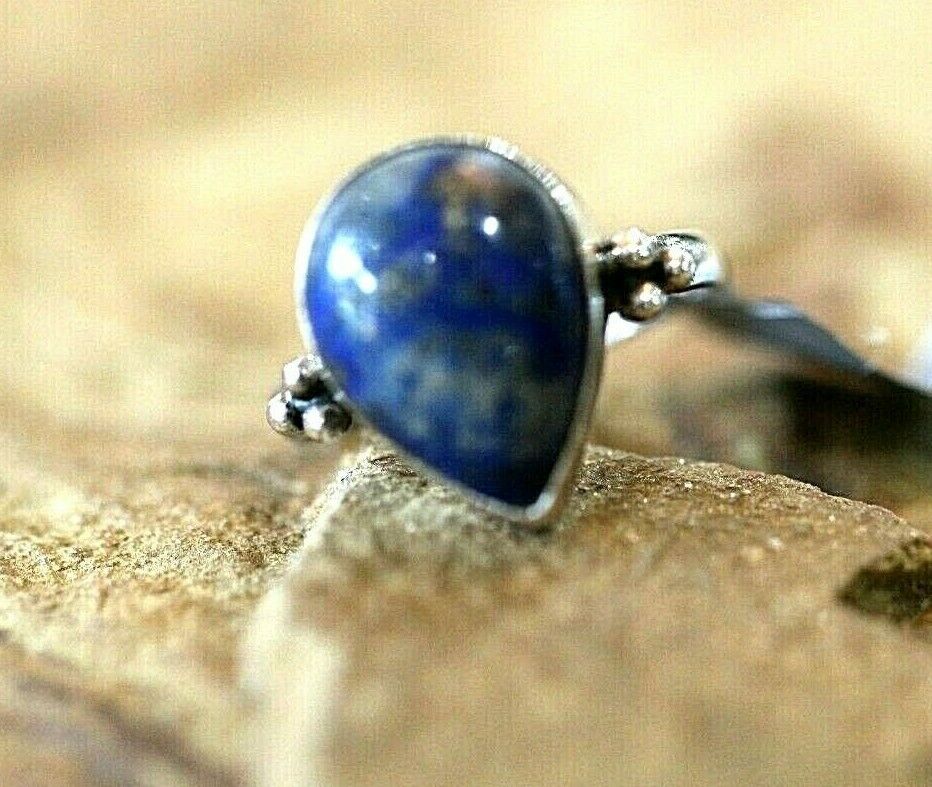 * VINTAGE*  STERLING SILVER NAVAJO NATIVE AMERICAN MADE LAPIS RING SZ 7.5