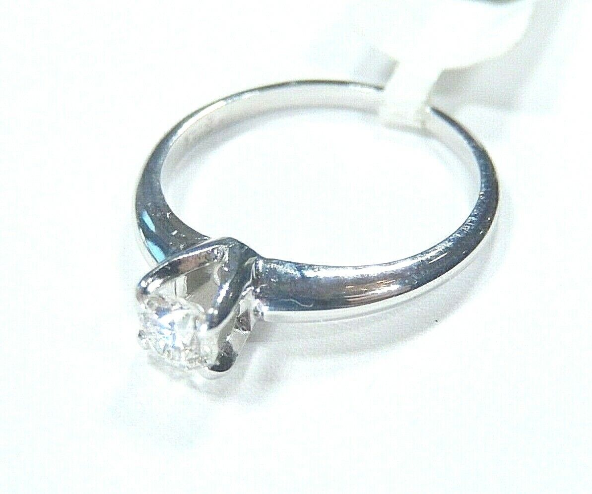 *NWT* 14K White Gold 1/3Ct Round  White VS Natural Diamond Solitaire Ring Sz 6