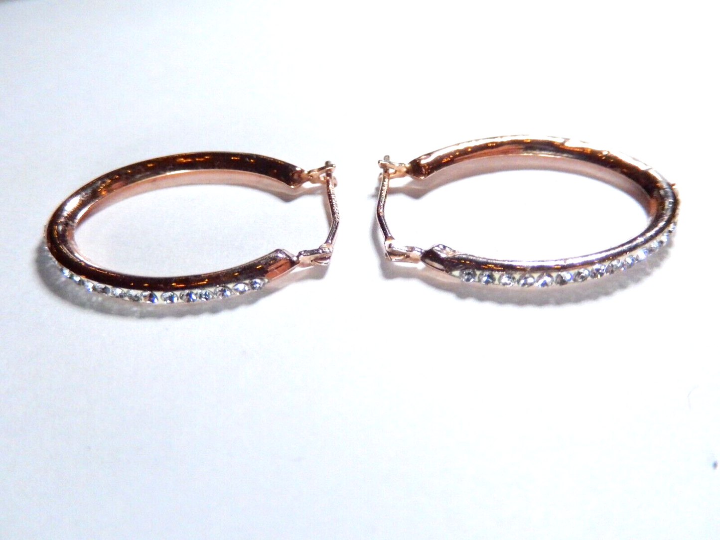 Sterling/14K Rose Gold clad 1" Channel Set CZ Hoop Earrings