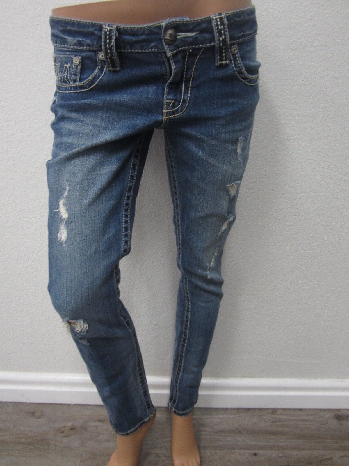 NICE Miss Me Buckle Skinny Jeans Style X1002SP The M Series Med Blue Size 26x31