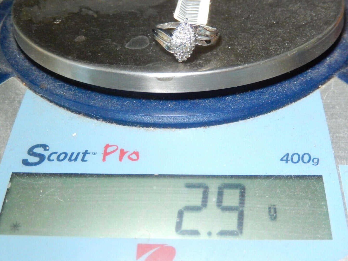 *VINTAGE* 10k White Gold .33CT Diamond Cluster Cocktail Ring Size 7.5