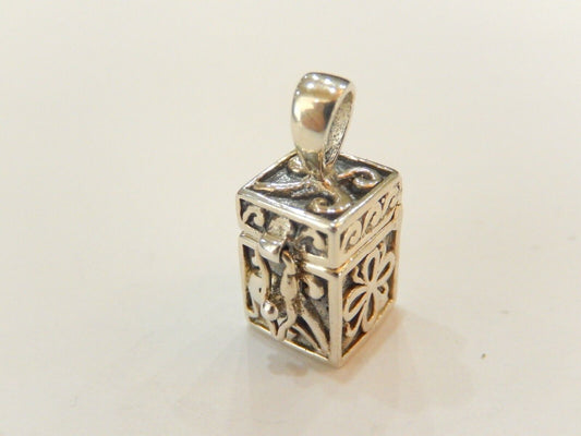 Vintage Sterling Silver Wish Prayer Box Pendant