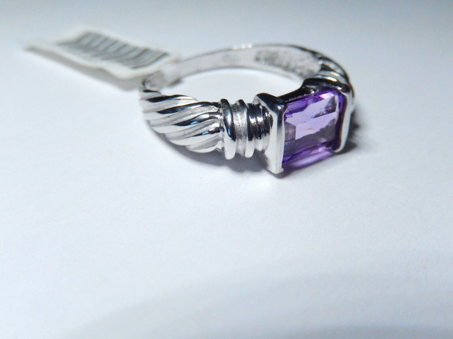 10k White Gold 1.50 Carat Genuine Purple Amethyst Solitaire Ring Size 9