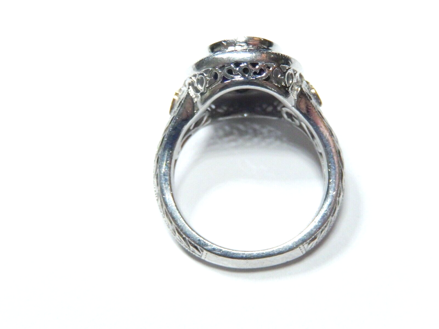 Gabriel & Co   18k Yellow Gold / 925 Sterling Silver Black Onyx Ring Sz 7.5