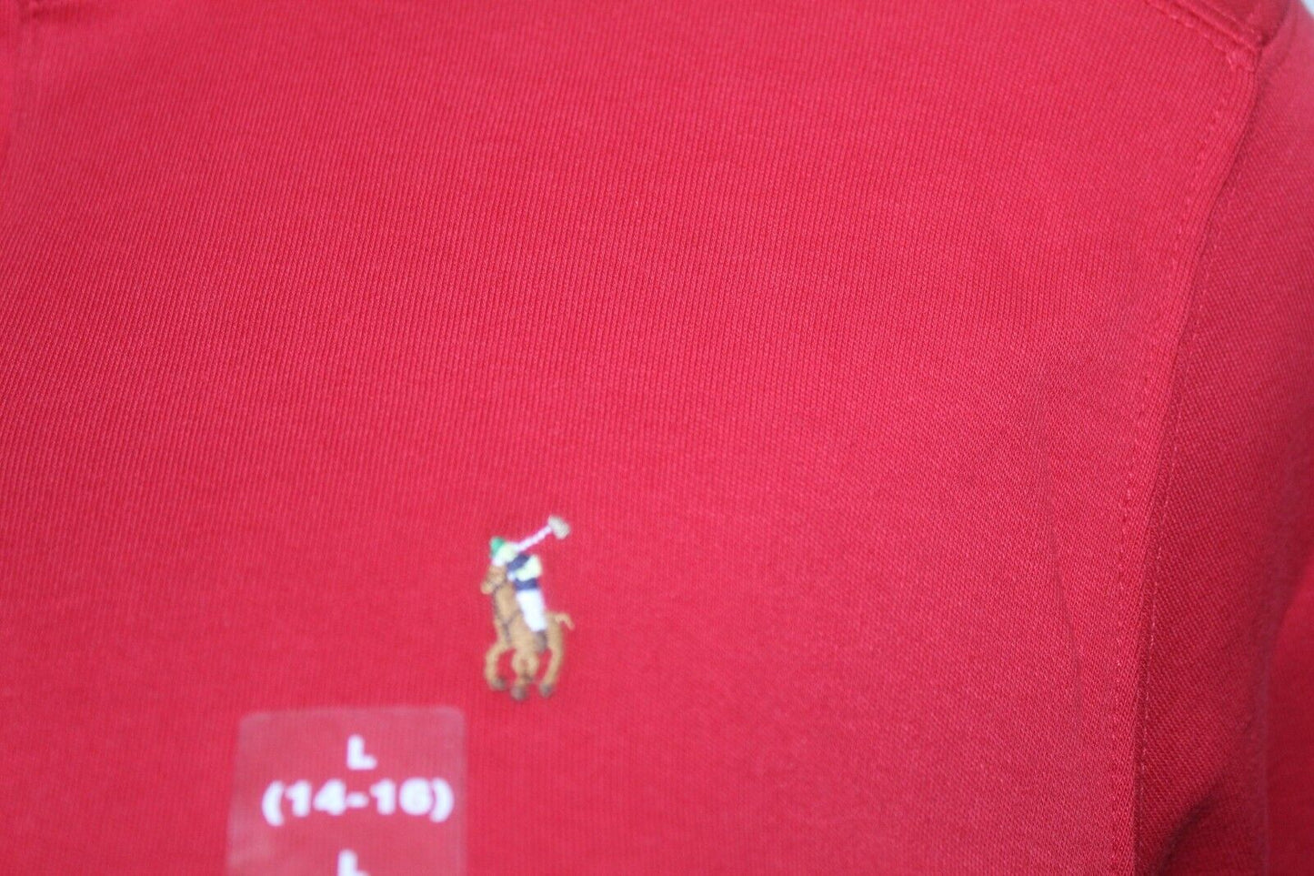 *NWT*  NEW RALPH LAUREN POLO Boys 14 -16 L Red 1/4 Zip Pullover Long Sleeve
