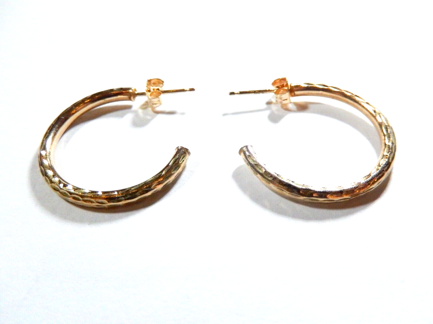 10K Yellow Gold Diamond Cut "J" Hoop 1" Diam. Post Back Earrings