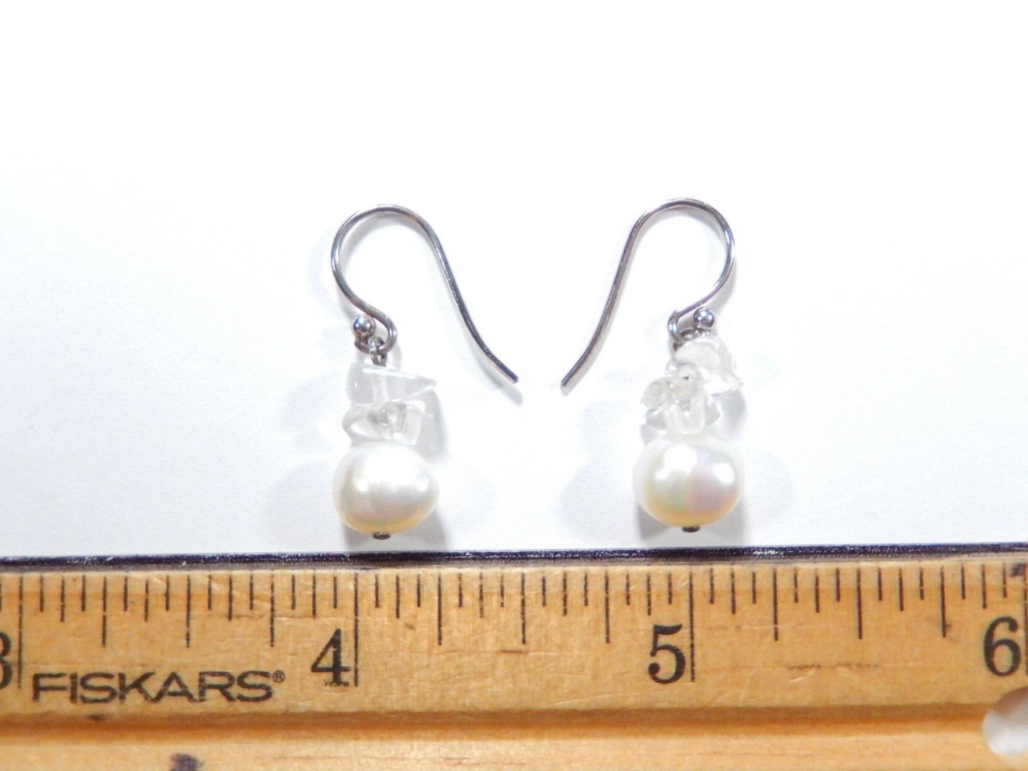 Sterling Silver 8.5mm Cultured Pearl Dangle Hook Earrings