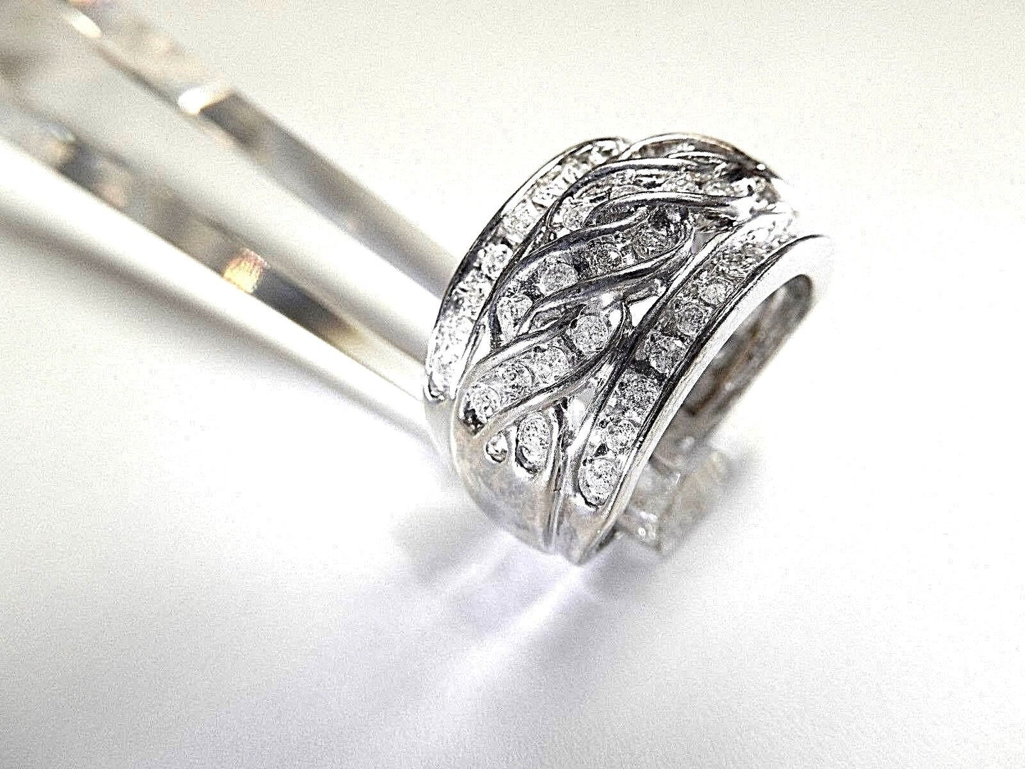 1 Ct Natural Diamond Womens Wedding Anniversary Ring 10k White Gold 13.5mm Wide
