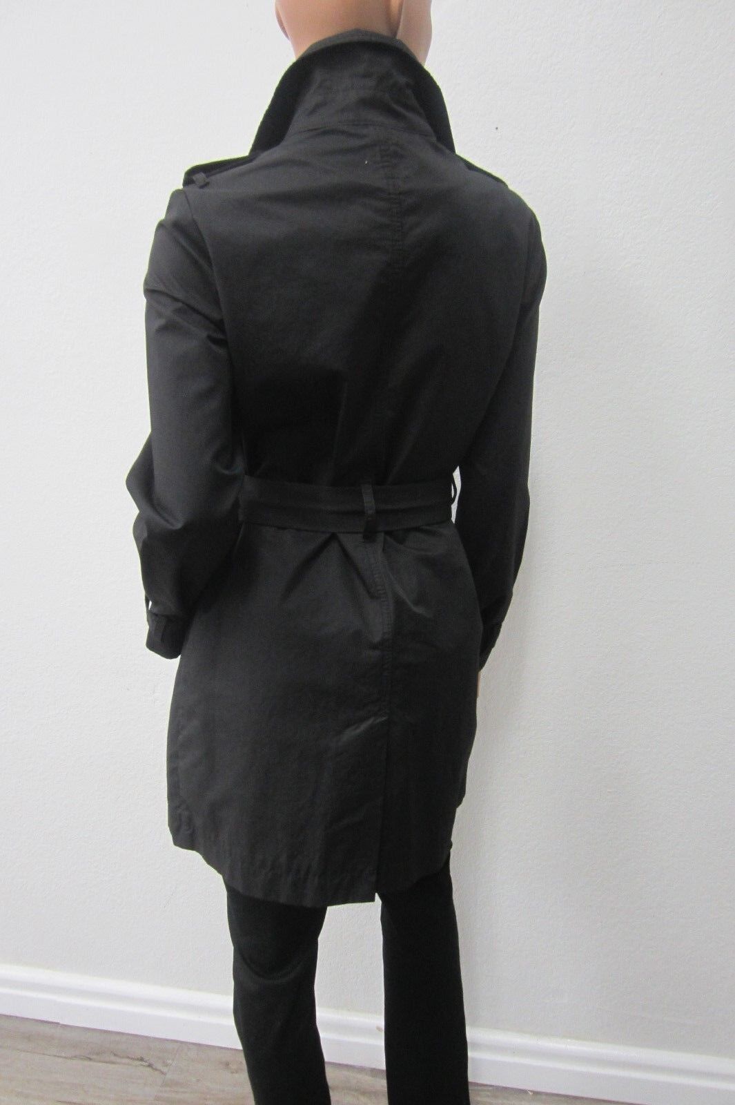 Gap Classic Shoulder Strap Black Trench Style Coat Jacket Sz Small