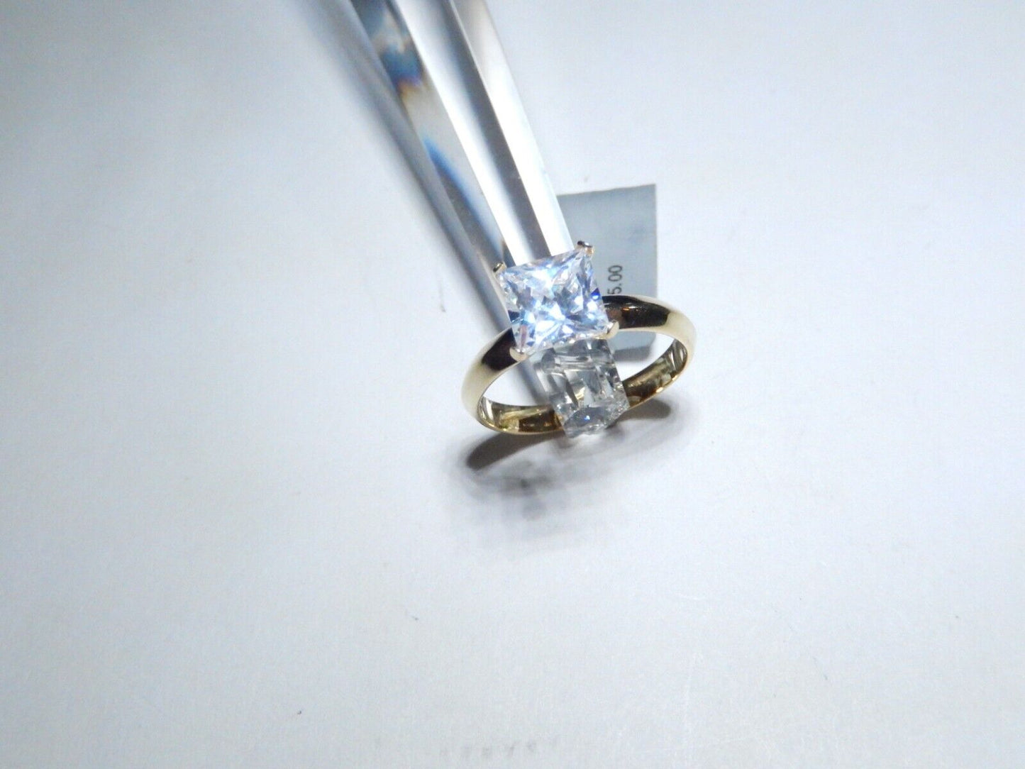 Gold Vermeil  2.00 CT Princess Cut Solitaire Sterling .925 Ring Size 8