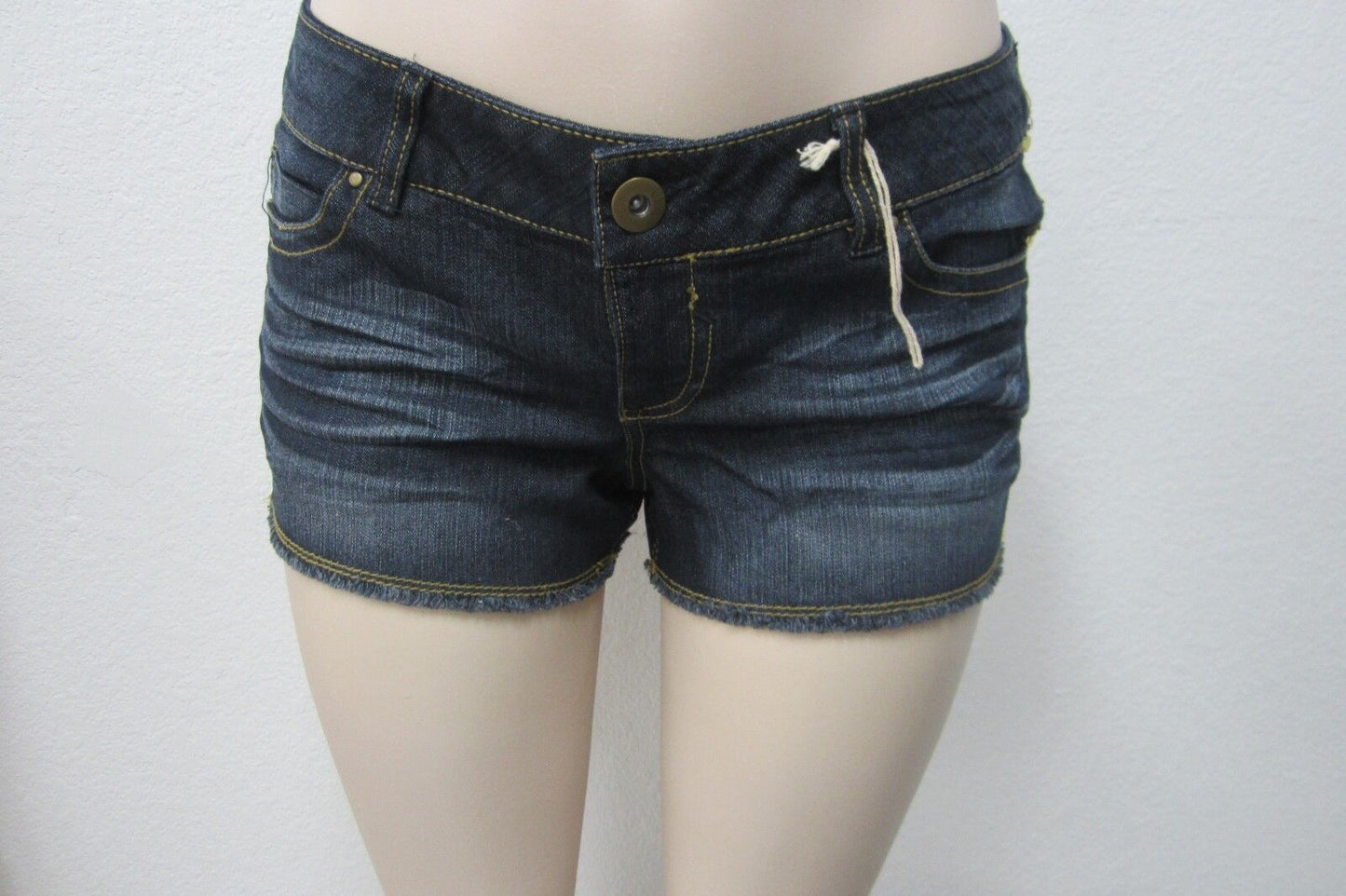 NEW! Mudd  Dark Denim Gold Sequin Shortie Shorts Distressed Cut Offs Size 11