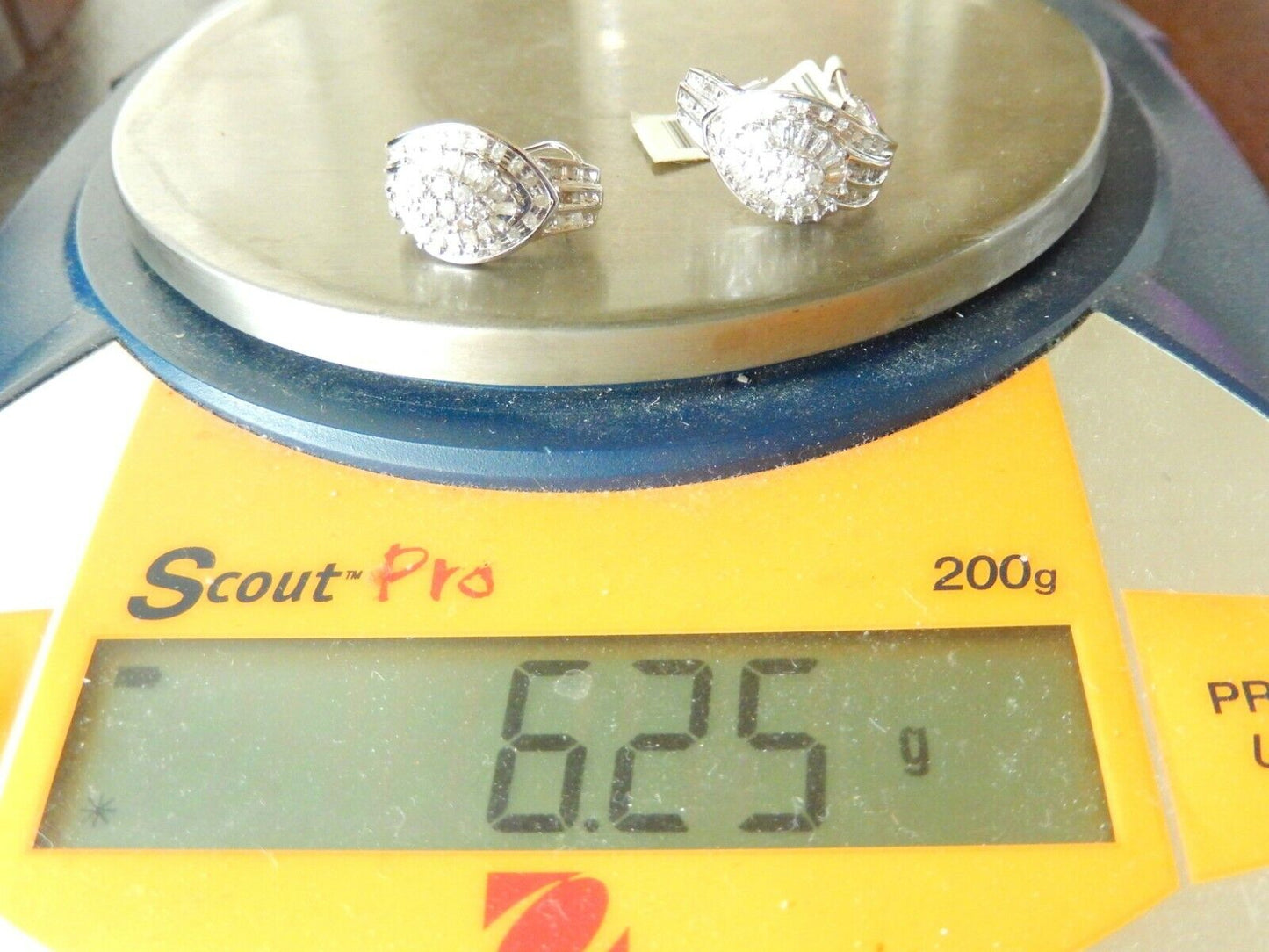 10k White Gold Pear 1.25CT Diamond  Cluster French-Clip Earrings 22mm x 13.5mm