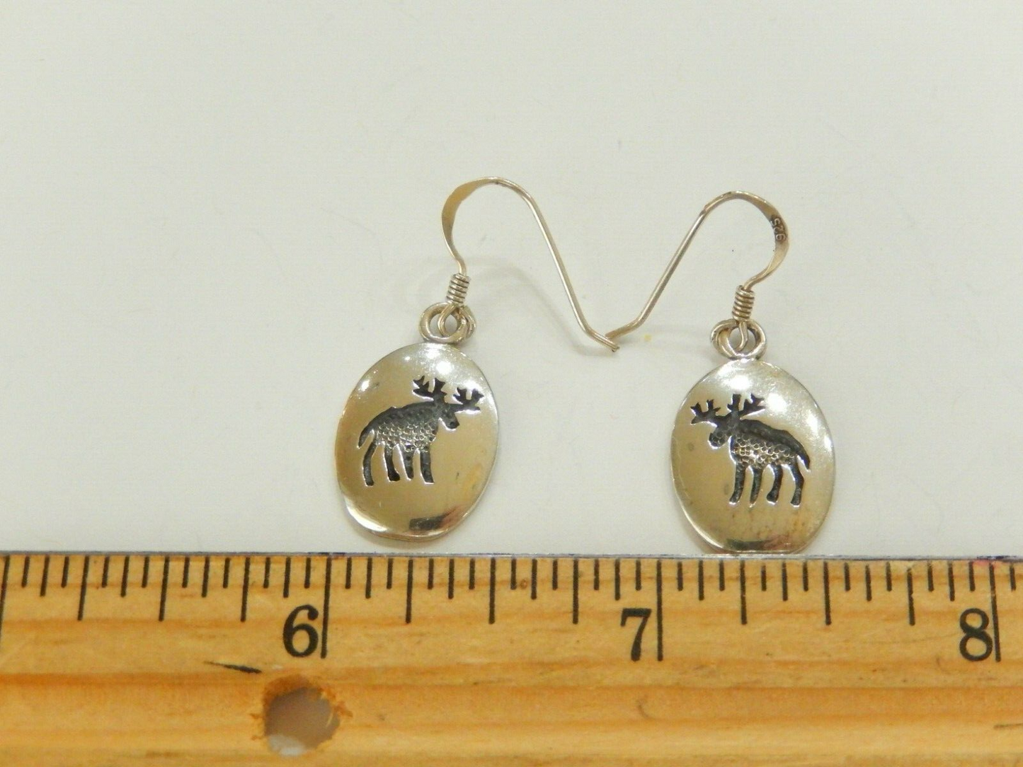 *VINTAGE* Native American Sterling Silver MOOSE Earrings Signed "WTS"