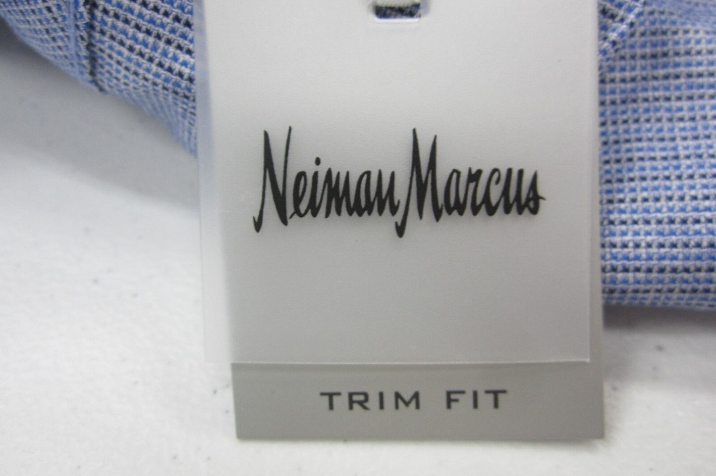 *NWT* Neiman Marcus Trim Fit Blue Check Button-Down Dress Shirt 15.5  x 32/33