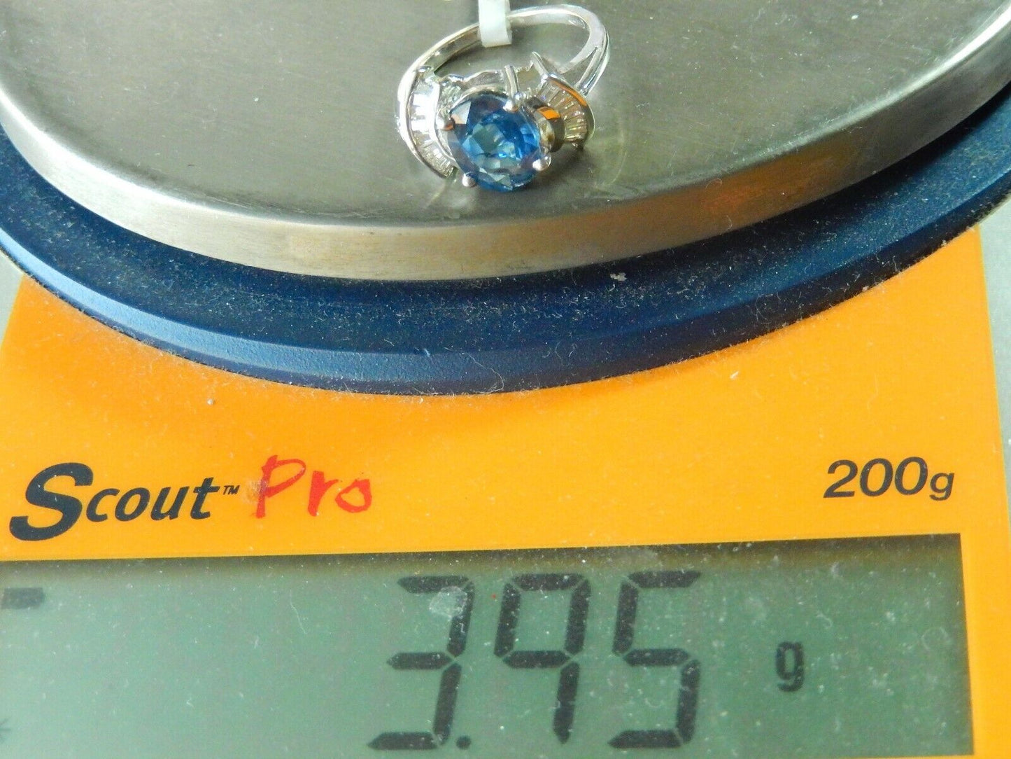 2.75CT  NATURAL LONDON BLUE TOPAZ & DIAMOND COCKTAIL RING 14K WHITE GOLD Sz 6.5