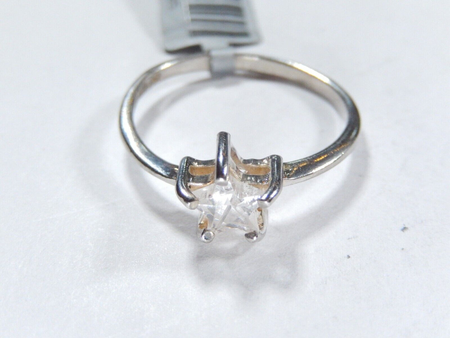 *VINTAGE*  925 Sterling Silver Clear Star Cut CZ Solitaire Ring Band Size 9
