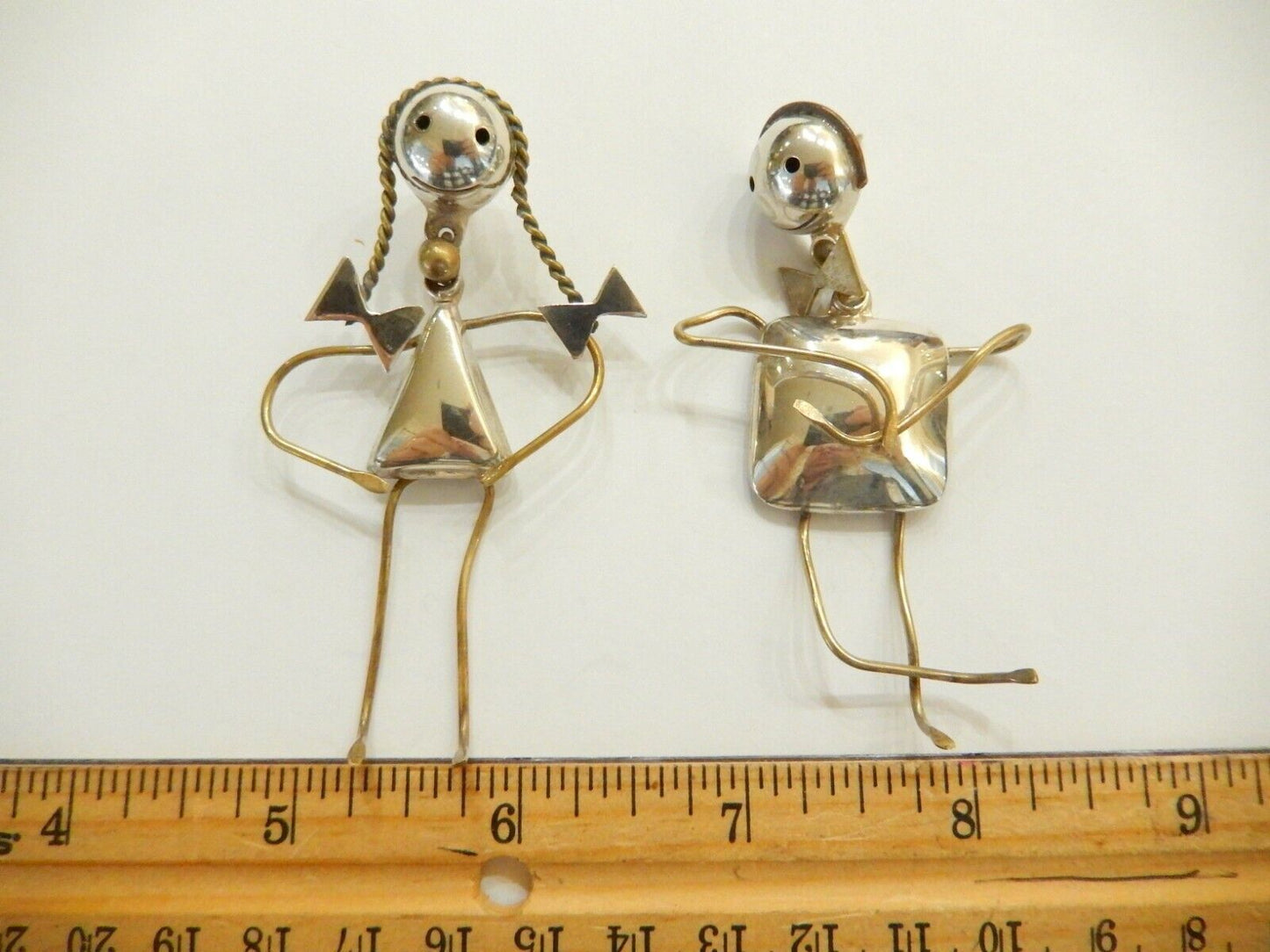 *RARE - VINTAGE* TAXCO  LG Sterling Silver Boy & Girl Mom & Dad Earrings 3" TALL