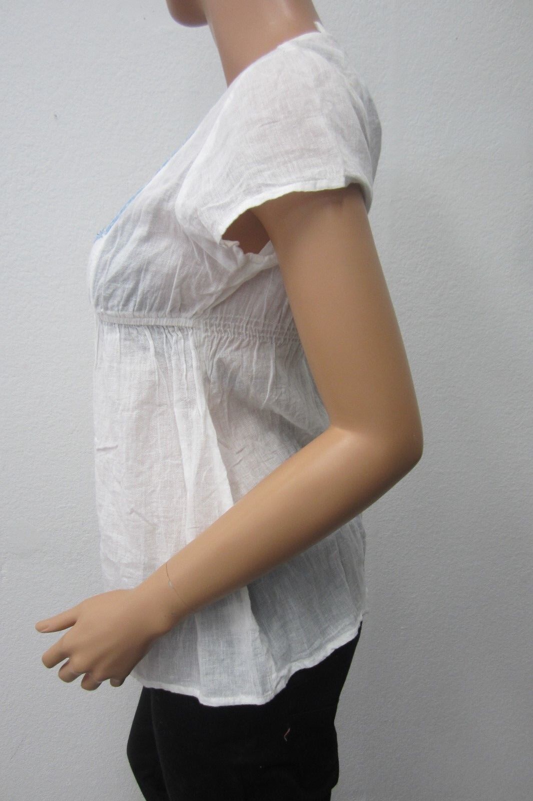 NWT  SO Kohl's Women's Cotton String Front Top Shirt Blouse Short Sleeves Size L