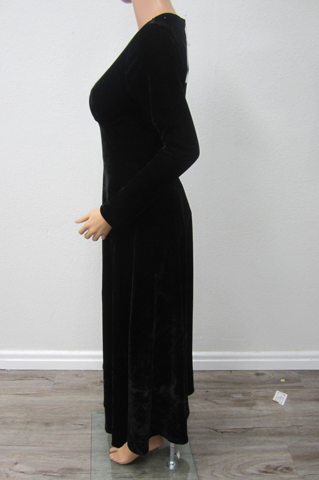 *NWT*  Urban CoCo Black Womens Long Dress Elegant Soft  Ruched Velvet Size Small