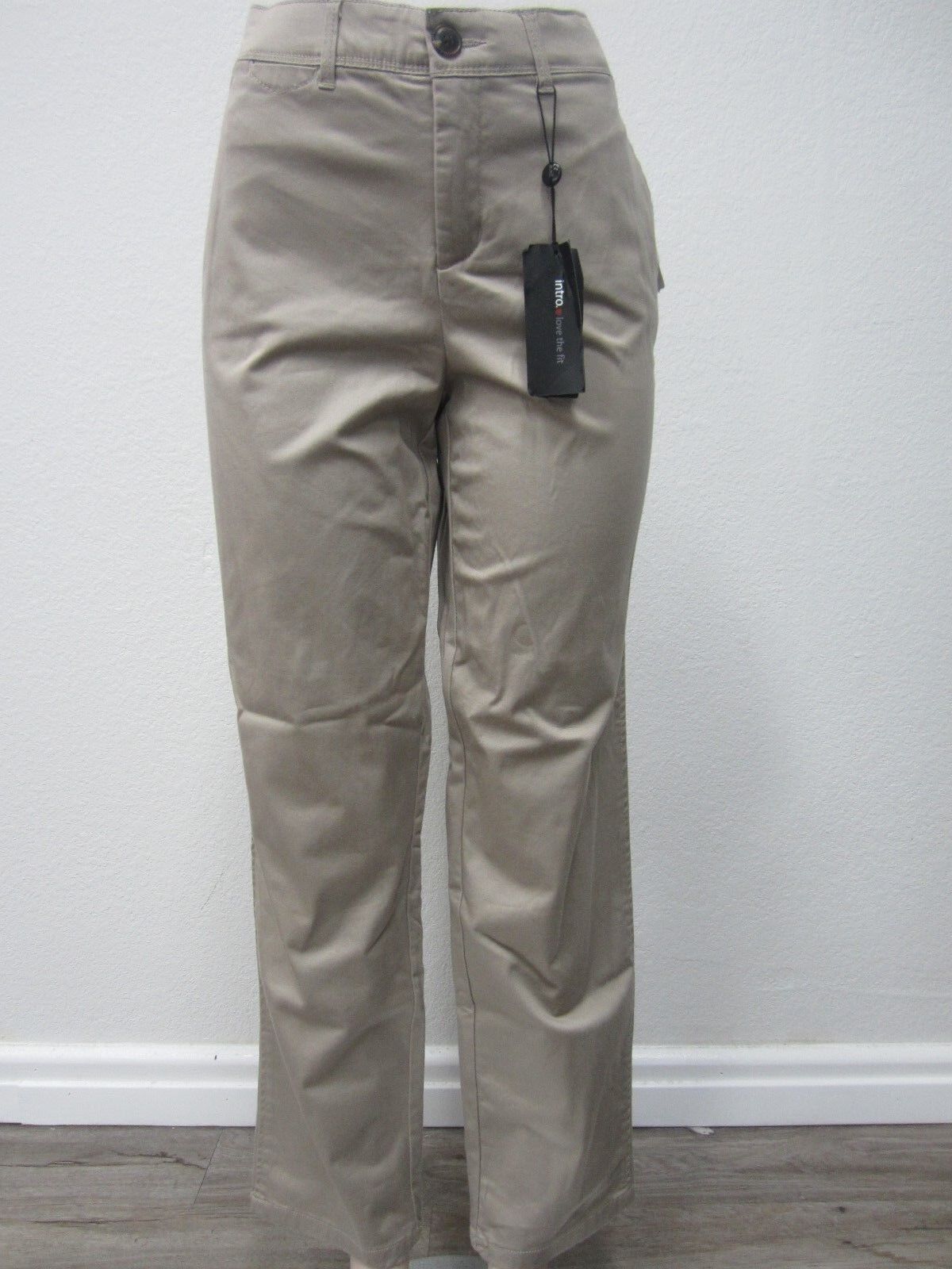 NWT Intro Jonathan Ross Women Khaki Cotton Spandex Stretch Elastic Waist Size 14