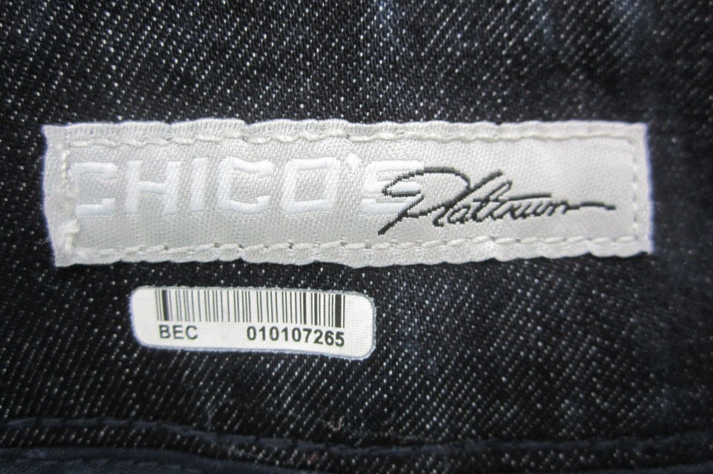 *MINT*  Chico's Platinum Dark Wash Stretch Womens Boot Cut Jeans Size 2 x 27.5"