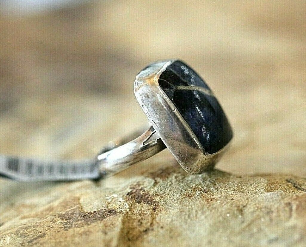 *VINTAGE*  LARGE STERLING SILVER  MEXICO TC-137 LAPIS LAZULI  RING SIZE 8.5