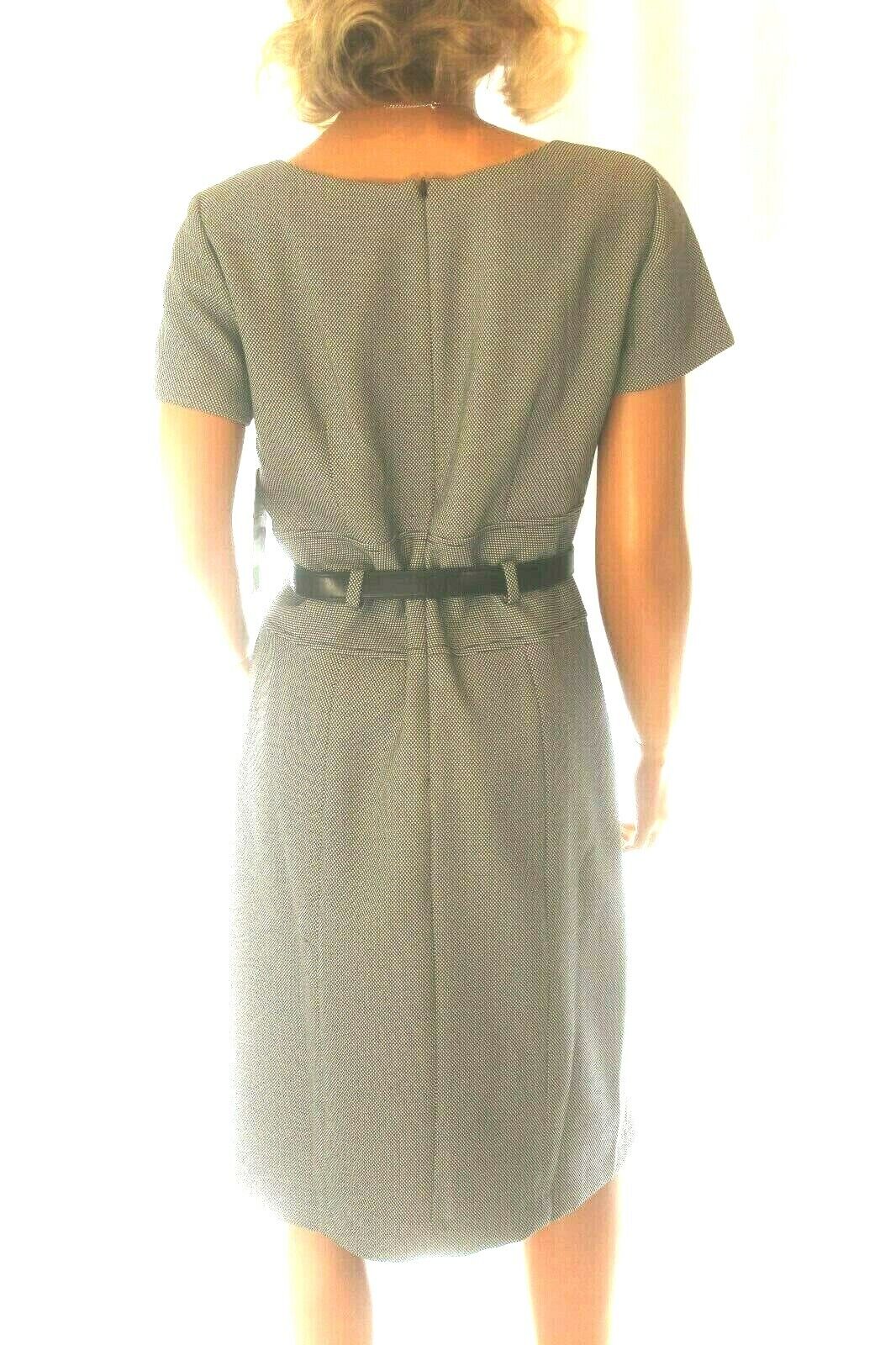 *NWT* $189. Tahari  Arthur S. Levine Black / White  Belted Dress, Size 8