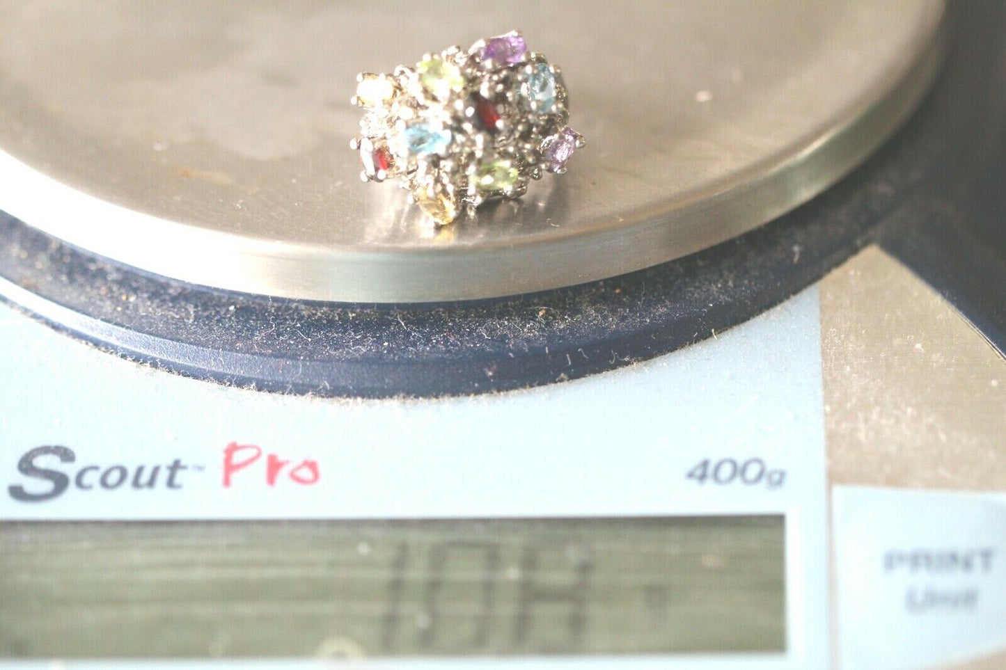 *VINTAGE* Statement Multi Gemstone  925 Sterling Silver Cluster Ring Size 6.25