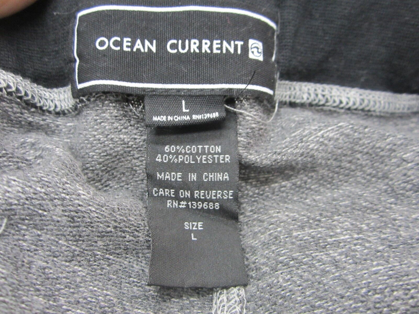 NWT OCEAN CURRENT WomenJogger Pants Sz Large Gray Tapered Drawstring Cotton/Poly