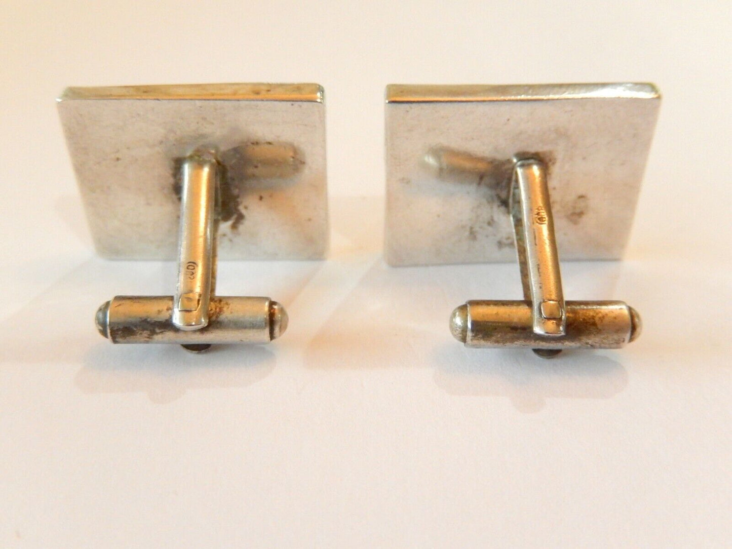 *VINTAGE*   Sterling Silver Mother of Pearl Roman Soldier Cufflinks