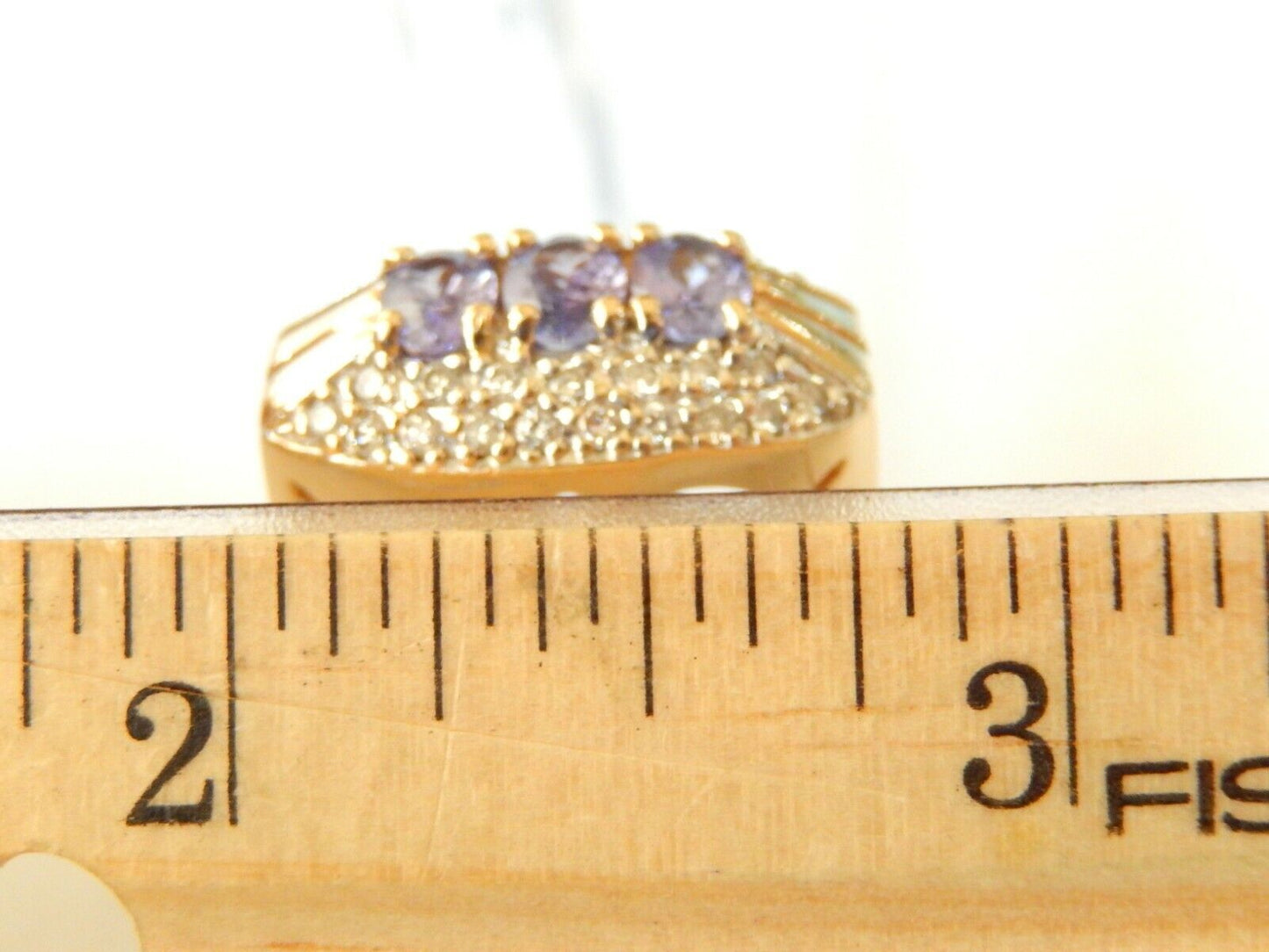 *VINTAGE* 14k Yellow Gold 2CT Tanzanite And Diamond Ladies Cocktail Ring Sz 7.25