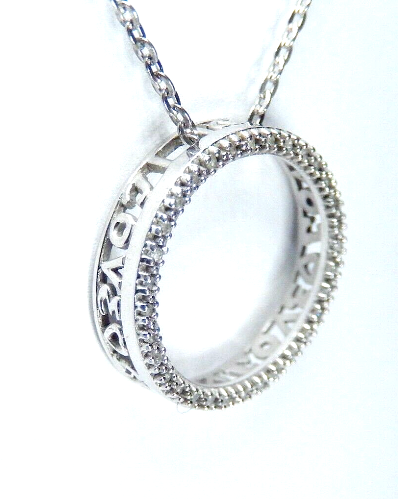 32 Natural Diamonds Circle of Life Love 10k White Gold 1/5 CT 18" Chain Pendant