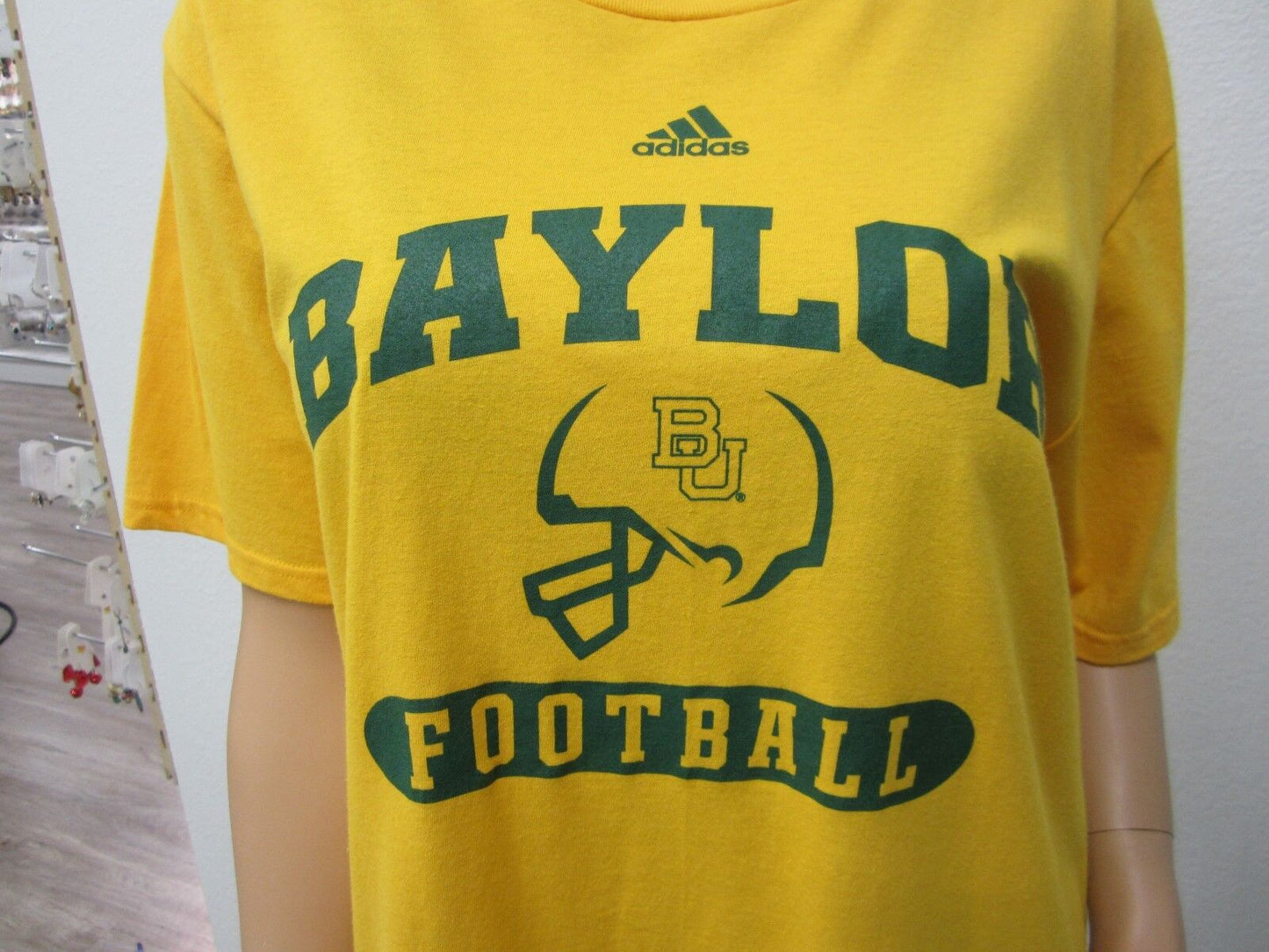 NEW  Baylor University Unisex NCAA Adidas The Go-To Tee T-Shirt Yellow Size L