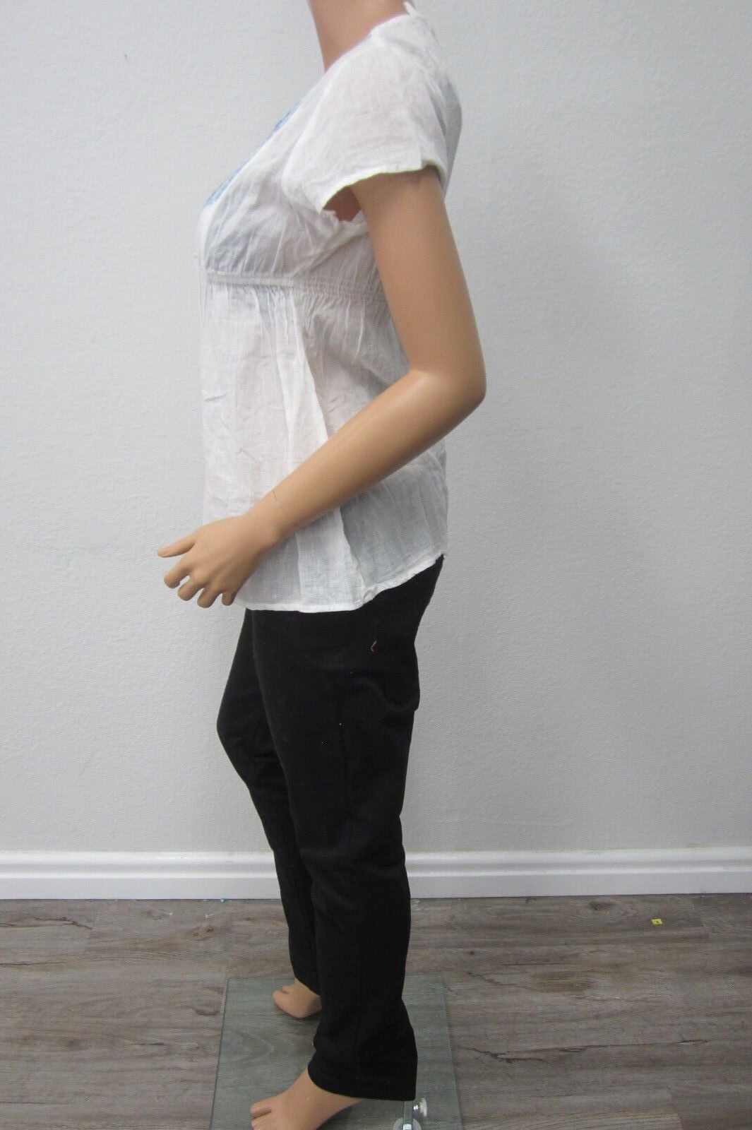 NWT  SO Kohl's Women's Cotton String Front Top Shirt Blouse Short Sleeves Size L