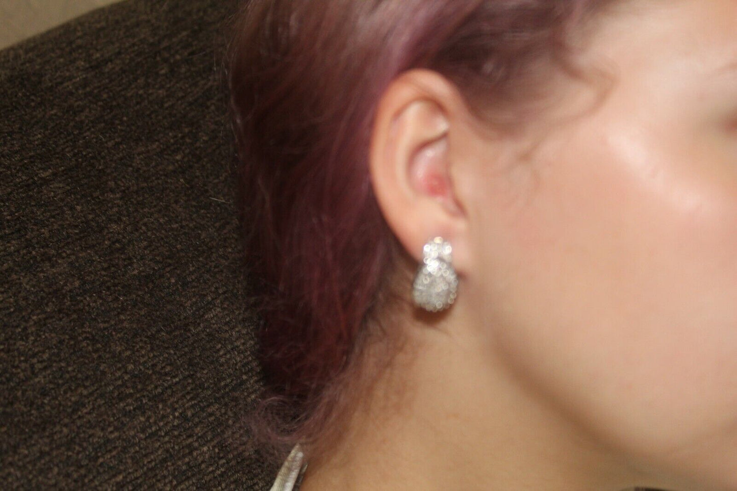 10k White Gold Pear 1.25CT Diamond  Cluster French-Clip Earrings 22mm x 13.5mm