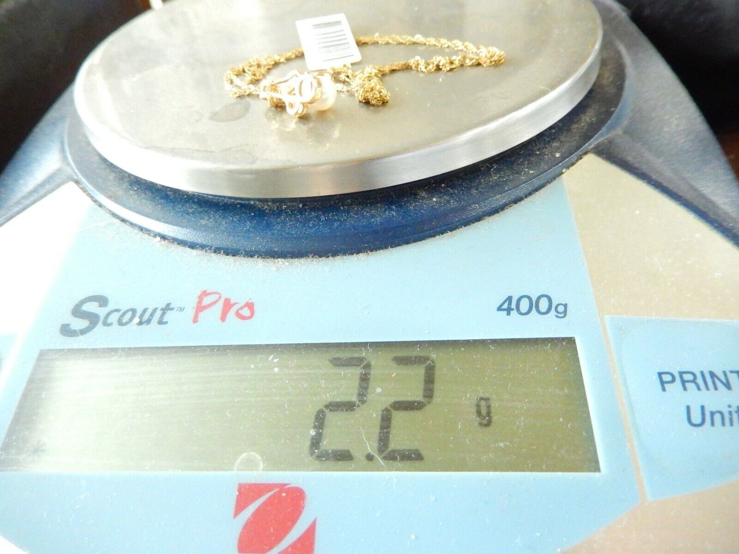 *VINTAGE* 10k Yellow Gold 6mm AAA Pearl and Diamond Pendant with 10K  20" Chain