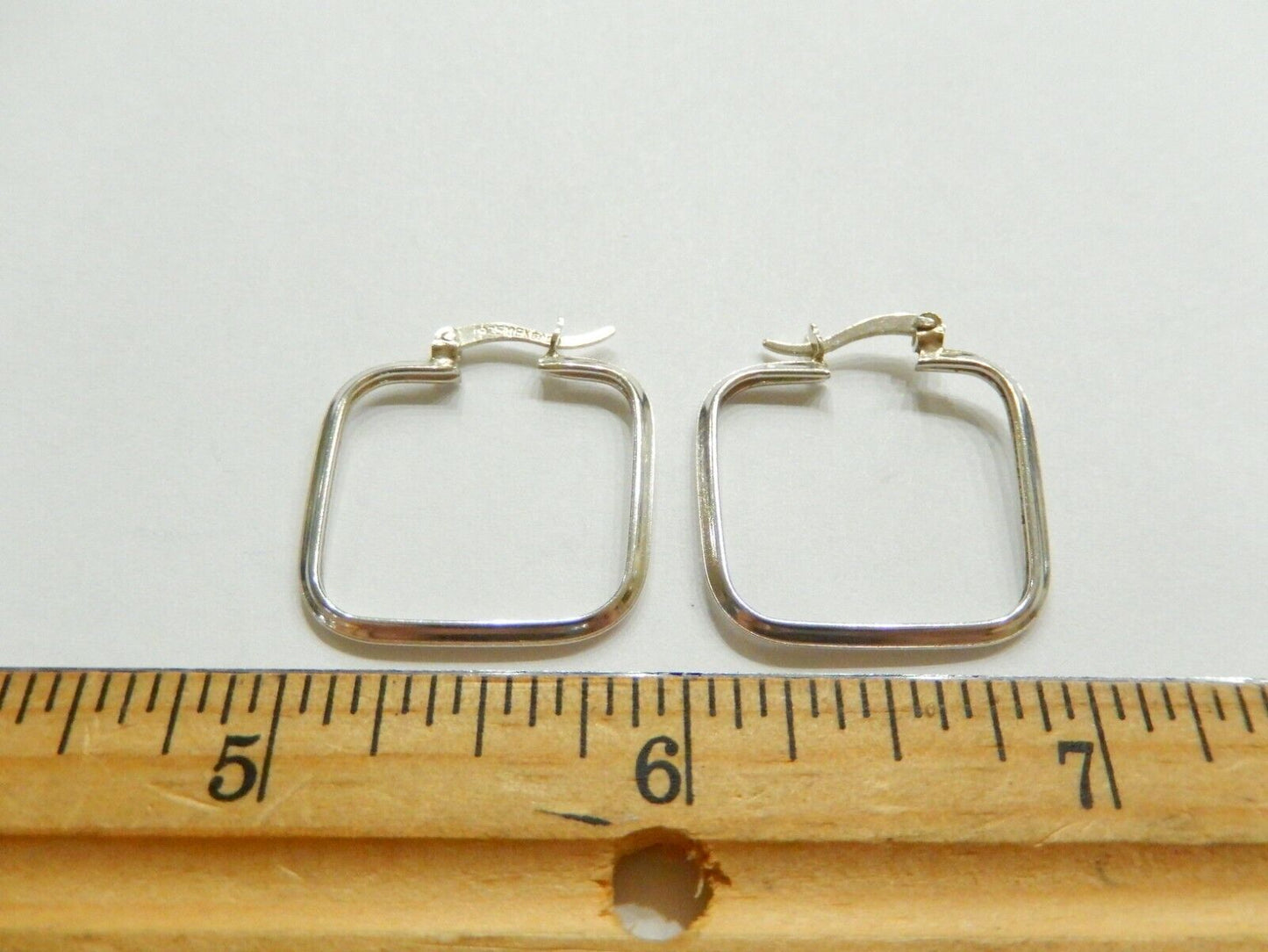 Sterling Silver 1"  Square Rail Hoop Earrings