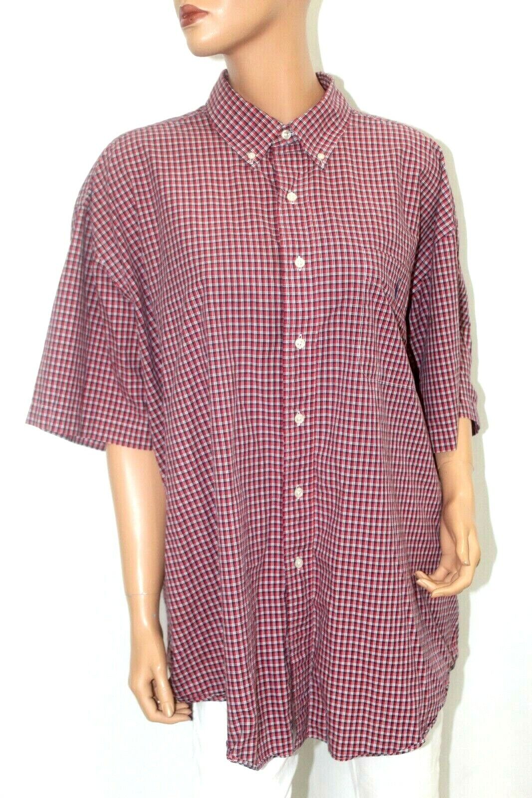 RALPH LAUREN Blake Button Front Casual Shirt Short Sleeve Red Plaid Pony Men 2XL