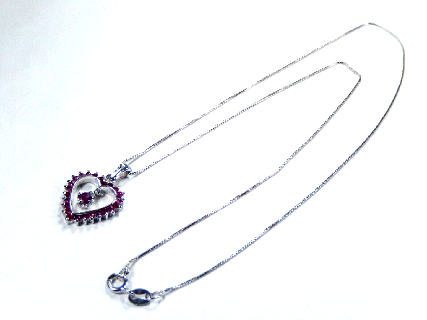 NEW Sterling Silver Natural Ruby Heart Dangle Pendant w/18"chain
