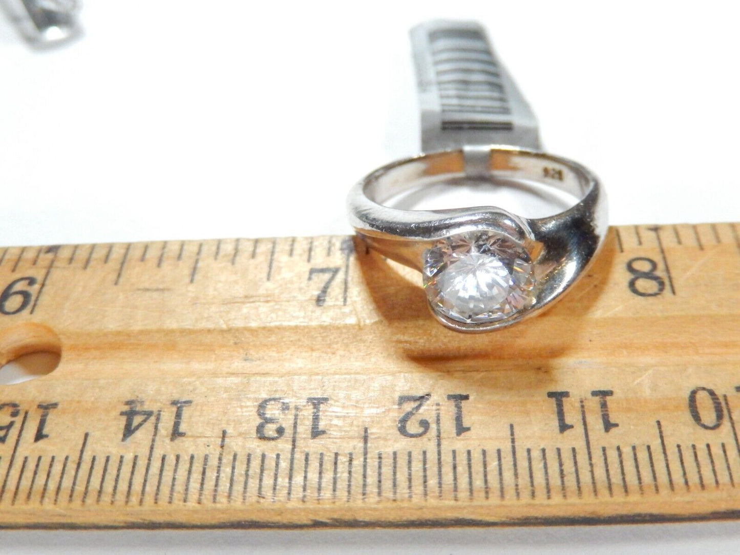*VINTAGE*  Sterling Silver 1.50 CT CZ Solitaire Swirl Top Band Ring Size 8
