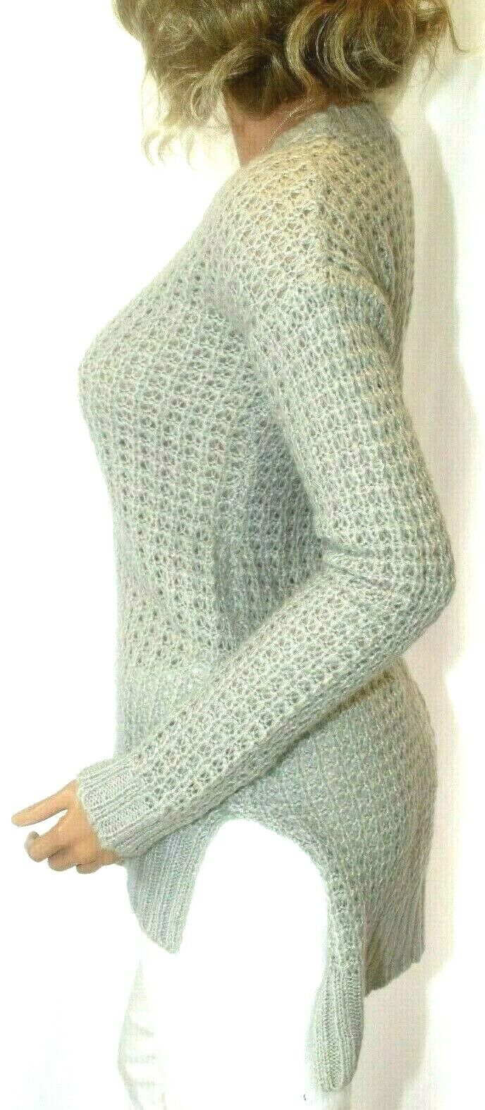 Rue 21 Women's Crochet Knit Long Sleeve  Sweater Grey Top  Size X-Small